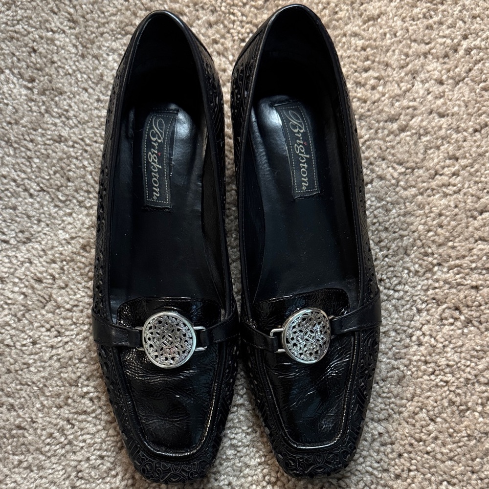 Brighton Black Loafers with Silver Detail